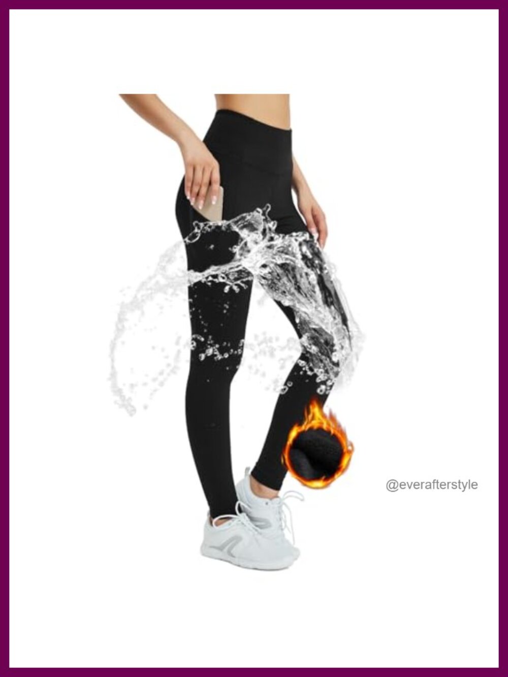 Thermal Fleece Lined Leggings for Women with Pockets High Waist Winter